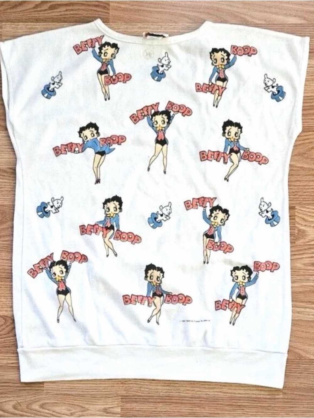 Vintage 80s Betty Boop & Pudgy Dog All Over Print T-Shirt Tank BJ Frog Medium